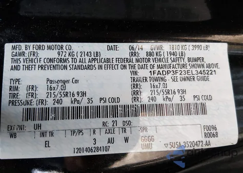 2014 Ford Focus Se z USA, uszkodzony, nr VIN 1FADP3F23EL345221